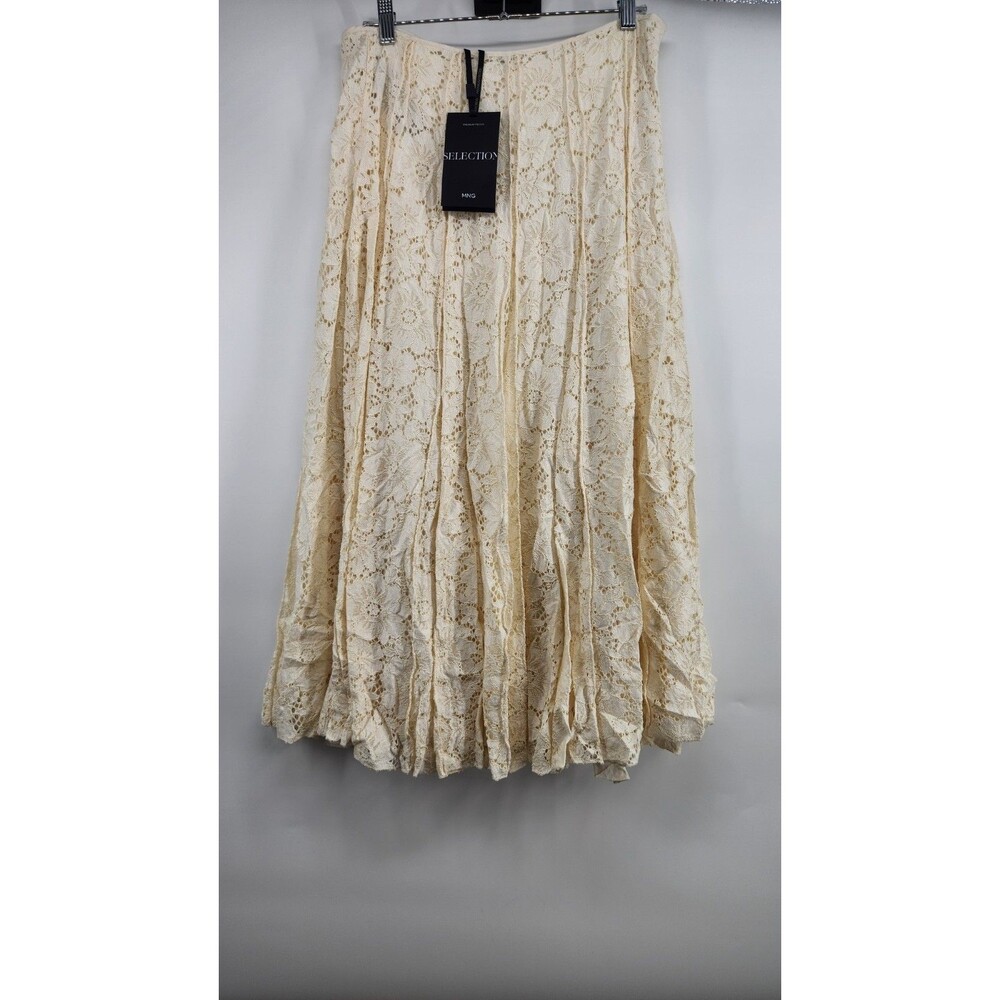 Mango MNG‎ Women's US 4 Ecru Long Lace Skirt NWT